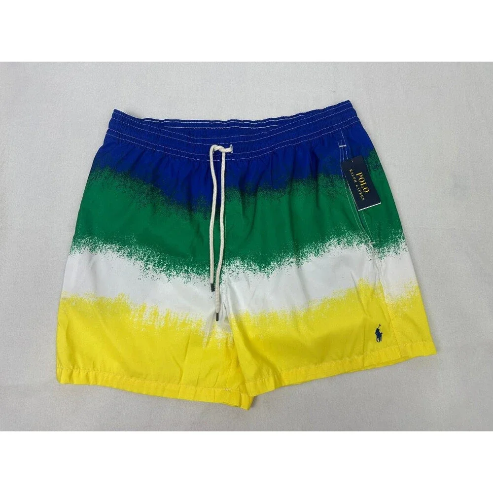 Polo Ralph Lauren Wellness Club Swim Trunks Mens XL Yellow Ombre NWT Recycled